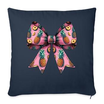 Coquette Schleife Ananas-Muster Hawaii Rosa - Sofakissenbezug 45 x 45 cm - Navy - Vorne