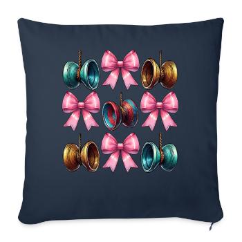 Coquette Bow Yoyo Toy Girl Fête des mères - Housse de coussin décorative 45 x 45 cm - bleu marine - Devant