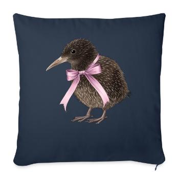 Coquette noeud Kiwi Oiseau Maman Fête des Mères Rose - Housse de coussin décorative 45 x 45 cm - bleu marine - Devant