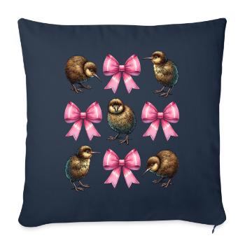 Coquette noeud Kiwi Oiseau Maman Fête des Mères Rose - Housse de coussin décorative 45 x 45 cm - bleu marine - Devant