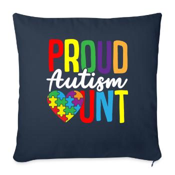 Casse-tête de l’autisme - Tante fière de l’autisme - Housse de coussin décorative 45 x 45 cm - bleu marine - Devant