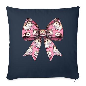 Coquette Bow Hamster Pattern Cute Hammy Mom - Sofa pillowcase 17,3'' x 17,3'' (45 x 45 cm) - navy - Front