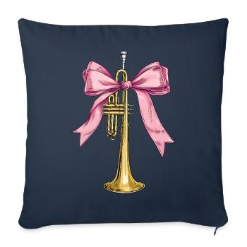 Coquette archet trompette instrument trompette - Housse de coussin décorative 45 x 45 cm - bleu marine - Devant