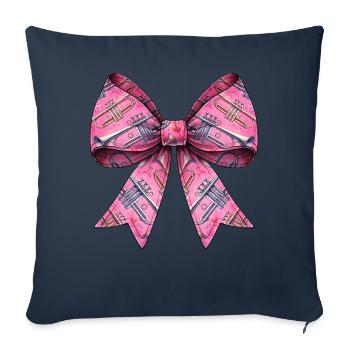 Coquette archet trompette instrument motif - Housse de coussin décorative 45 x 45 cm - bleu marine - Devant