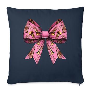 Coquette archet trombone fille motif tromboniste - Housse de coussin décorative 45 x 45 cm - bleu marine - Devant