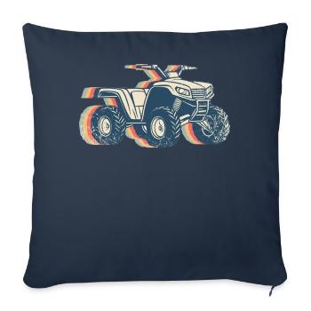 Atv Quad 4 Wheeler Rétro Line Art - Housse de coussin décorative 45 x 45 cm - bleu marine - Devant