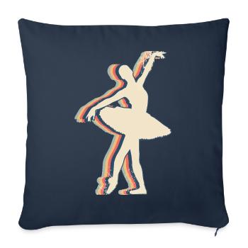 Ballet Danse Ballerine Danseuse Rétro Line Art - Housse de coussin décorative 45 x 45 cm - bleu marine - Devant