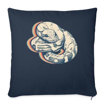 Ball Python Snake Retro Line Art - Sofa pillowcase 17,3'' x 17,3'' (45 x 45 cm) - navy - Front