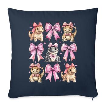 Coquette Arc Ankylosaure Dinosaure Fille - Housse de coussin décorative 45 x 45 cm - bleu marine - Devant