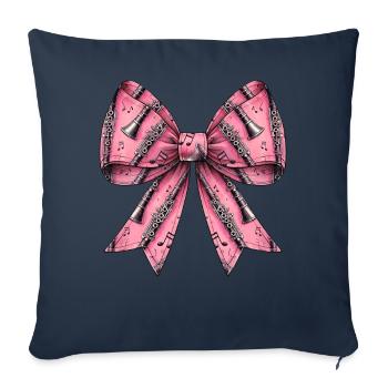 Coquette Bow Clarinette Motif Fille - Housse de coussin décorative 45 x 45 cm - bleu marine - Devant
