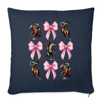 Coquette arc rodéo baril racer baril racing maman - Housse de coussin décorative 45 x 45 cm - bleu marine - Devant