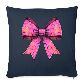 Nœud coquet Symbole féministe Féminisme - Housse de coussin décorative 45 x 45 cm - bleu marine - Devant