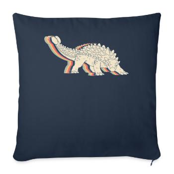 Ankylosaure dinosaure Rétro dessin au trait - Housse de coussin décorative 45 x 45 cm - bleu marine - Devant