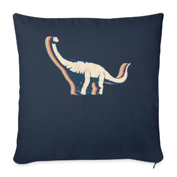 Brontosaure dinosaure Retro Line Art - Housse de coussin décorative 45 x 45 cm - bleu marine - Devant