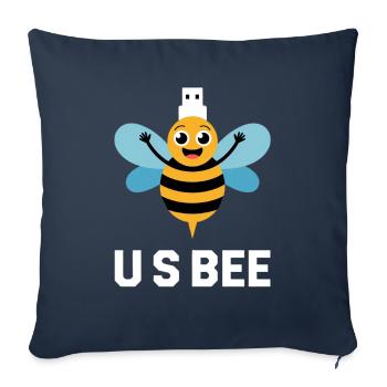 USBEE Bee avec clé USB - Housse de coussin décorative 45 x 45 cm - bleu marine - Devant