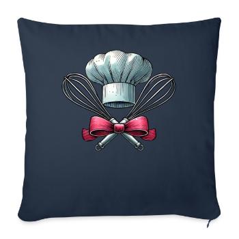 Coquette Bow Cuisson Chapeau de Chef Fouet - Housse de coussin décorative 45 x 45 cm - bleu marine - Devant