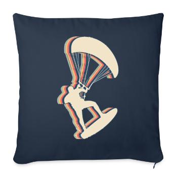 Kitesurfing Kite Surfer Retro Line Art - Sofa pillowcase 17,3'' x 17,3'' (45 x 45 cm) - navy - Front