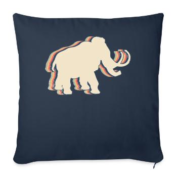 Mammouth éléphant Rétro Line Art - Housse de coussin décorative 45 x 45 cm - bleu marine - Devant