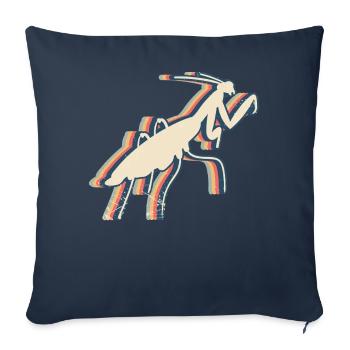 Mante Religieuse Mante Insecte Rétro Line Art - Housse de coussin décorative 45 x 45 cm - bleu marine - Devant