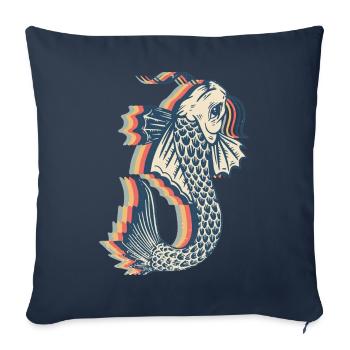 Koi Fish Carp Nishikigoi Japan Retro Line Art - Sofa pillowcase 17,3'' x 17,3'' (45 x 45 cm) - navy - Front