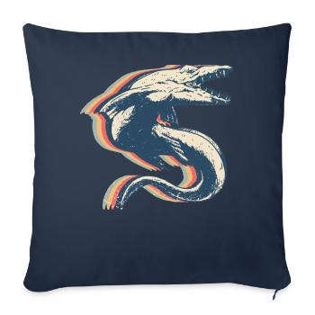 Mosasaure dinosaure Retro Line Art - Housse de coussin décorative 45 x 45 cm - bleu marine - Devant