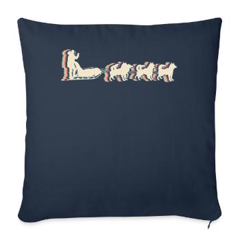 Mushing Sled Dog Sledding Retro Line Art - Sofakissenbezug 45 x 45 cm - Navy - Vorne