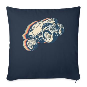 Monster Truck Offroad Quad Retro Line Art - Sofa pillowcase 17,3'' x 17,3'' (45 x 45 cm) - navy - Front