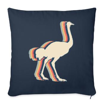 Strauß Tier Retro Line Art - Sofakissenbezug 45 x 45 cm - Navy - Vorne