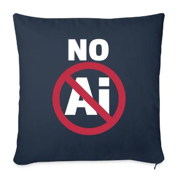 NO AI Stop KI Zeichen gegen Ki - Sofakissenbezug 45 x 45 cm - Navy - Vorne