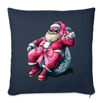 Noeud Coquet Père Noël - Housse de coussin décorative 45 x 45 cm - bleu marine - Devant