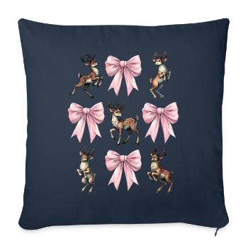 Coquette Noël Noeud Noël - Housse de coussin décorative 45 x 45 cm - bleu marine - Devant