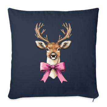 Coquette Noël Noeud Noël - Housse de coussin décorative 45 x 45 cm - bleu marine - Devant