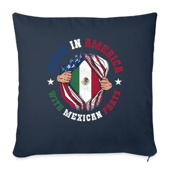 Fabriqué en Amérique avec des pièces mexicaines - Housse de coussin décorative 45 x 45 cm - bleu marine - Devant