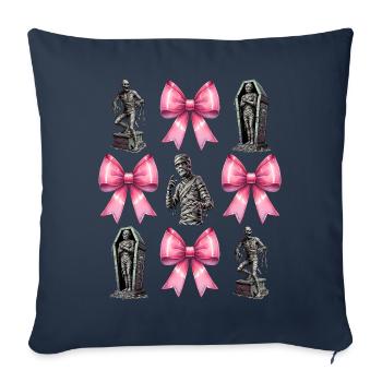 Nœud Coquet Momie Spooky Halloween Maman - Housse de coussin décorative 45 x 45 cm - bleu marine - Devant