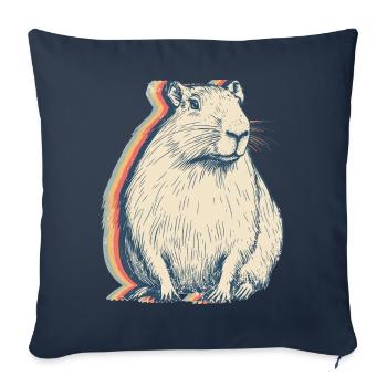 Capybara Capibara Rétro Line Art - Housse de coussin décorative 45 x 45 cm - bleu marine - Devant