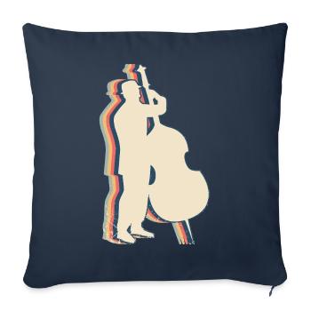Violoncelle Instrument Violoncelle Rétro Line Art - Housse de coussin décorative 45 x 45 cm - bleu marine - Devant