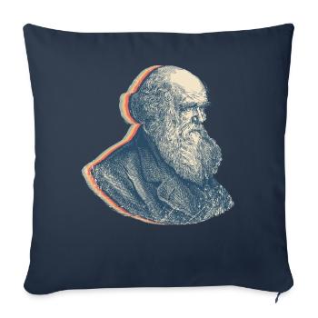 Charles Darwin Théorie de l’évolution Rétro Line Art - Housse de coussin décorative 45 x 45 cm - bleu marine - Devant