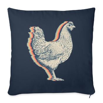 Chicken Farm Farmer Agriculture Retro Line Art - Sofa pillowcase 17,3'' x 17,3'' (45 x 45 cm) - navy - Front