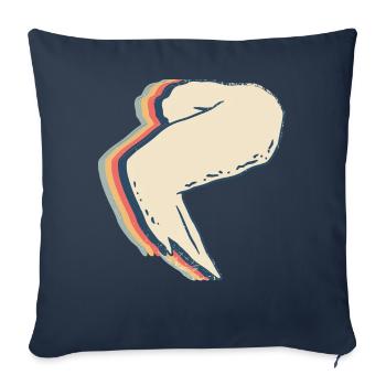 Ailes de poulet nourriture Retro Line Art - Housse de coussin décorative 45 x 45 cm - bleu marine - Devant