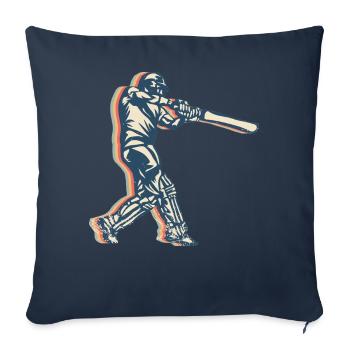 Cricket Player Team Retro Line Art - Sofa pillowcase 17,3'' x 17,3'' (45 x 45 cm) - navy - Front