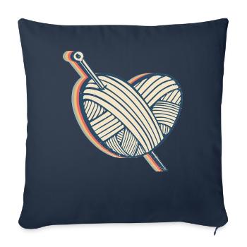 Crochet Crochet Crochet Crochet Knitting Heart - Sofa pillowcase 17,3'' x 17,3'' (45 x 45 cm) - navy - Front