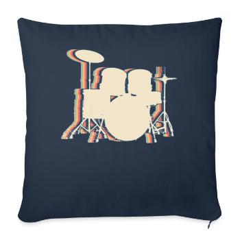 Drum Drummer Retro Line Art - Sofa pillowcase 17,3'' x 17,3'' (45 x 45 cm) - navy - Front