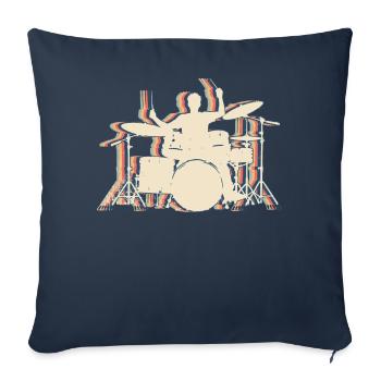 Drummer Drum Retro Line Art - Sofa pillowcase 17,3'' x 17,3'' (45 x 45 cm) - navy - Front