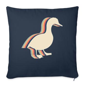 Canard Oie Rétro Line Art - Housse de coussin décorative 45 x 45 cm - bleu marine - Devant