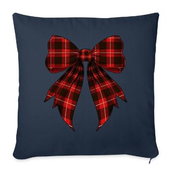 Nœud Coquet Rouge Motif Plaid Mignon - Housse de coussin décorative 45 x 45 cm - bleu marine - Devant