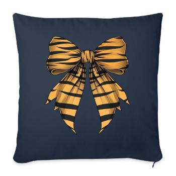 Nœud Coquet Tigre Rayure Motif Mignon - Housse de coussin décorative 45 x 45 cm - bleu marine - Devant