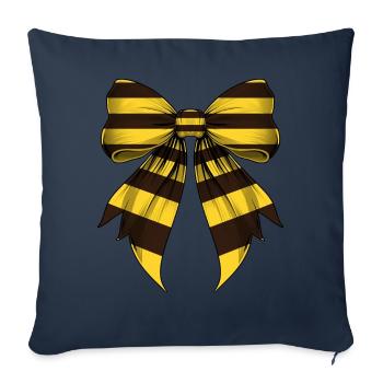 Coquette noeud abeille motif rayures jaunes - Housse de coussin décorative 45 x 45 cm - bleu marine - Devant