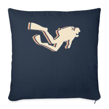 Diving Diver Retro Line Art - Sofa pillowcase 17,3'' x 17,3'' (45 x 45 cm) - navy - Front
