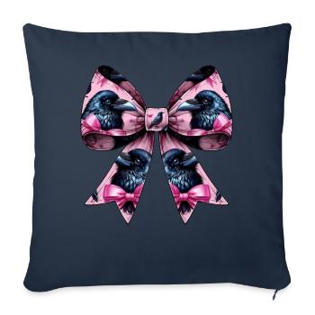 Coquette noeud corbeau corbeau oiseau motif fille - Housse de coussin décorative 45 x 45 cm - bleu marine - Devant