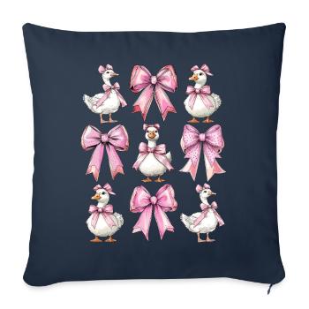 Coquette Bow Goose Canard Maman Fille Rose Fête des Mères - Housse de coussin décorative 45 x 45 cm - bleu marine - Devant